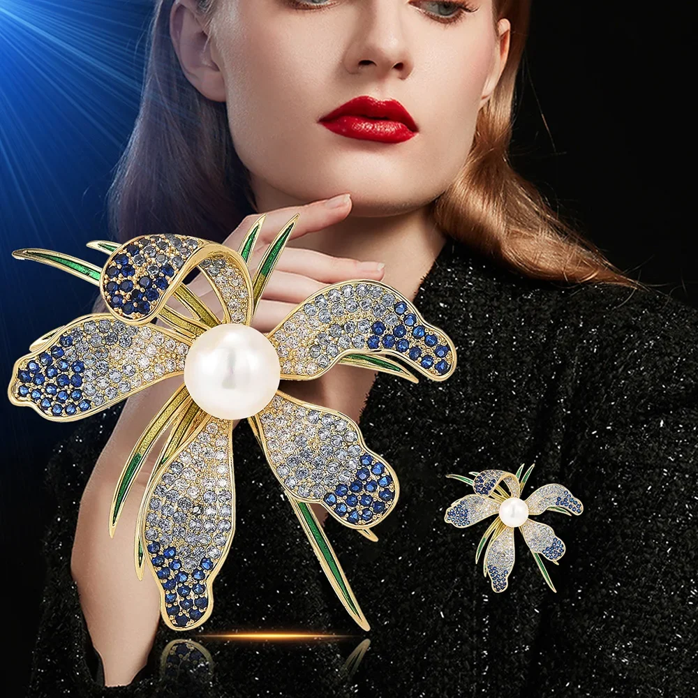 

Модные броши с кристаллами для женщин, роскошная дизайнерская блестящая брошь в виде цветка из искусственного жемчуга, аксессуары для одежды, украшения в подарок