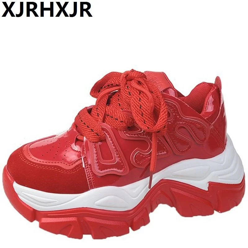 

Женские кроссовки на высокой платформе, повседневные кожаные кроссовки на массивной подошве, из дышащей кожи, для весны, 2022