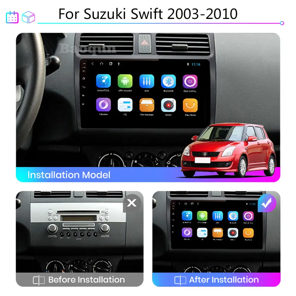 Фото Автомобильный радиоприемник Android для Suzuki Swift 2003-2019, автонавигация, GPS, головное устройство, мультимедийный видеоплеер, 4G Carplay 2din DVD №2