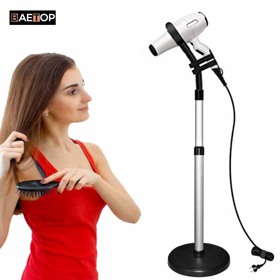 

Ajustable Height 360 Degree Rotating Hair Dryer Stand With 0.9kg Heavy Base Hands-Free Blow Dryer Holder Countertop for Home