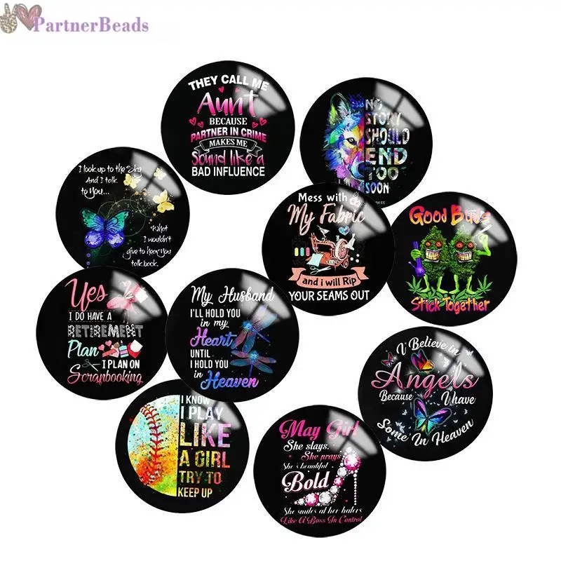 

Words Round Photo Glass Cabochon Demo Flat Back Making Findings 20mm Snap Button N4251