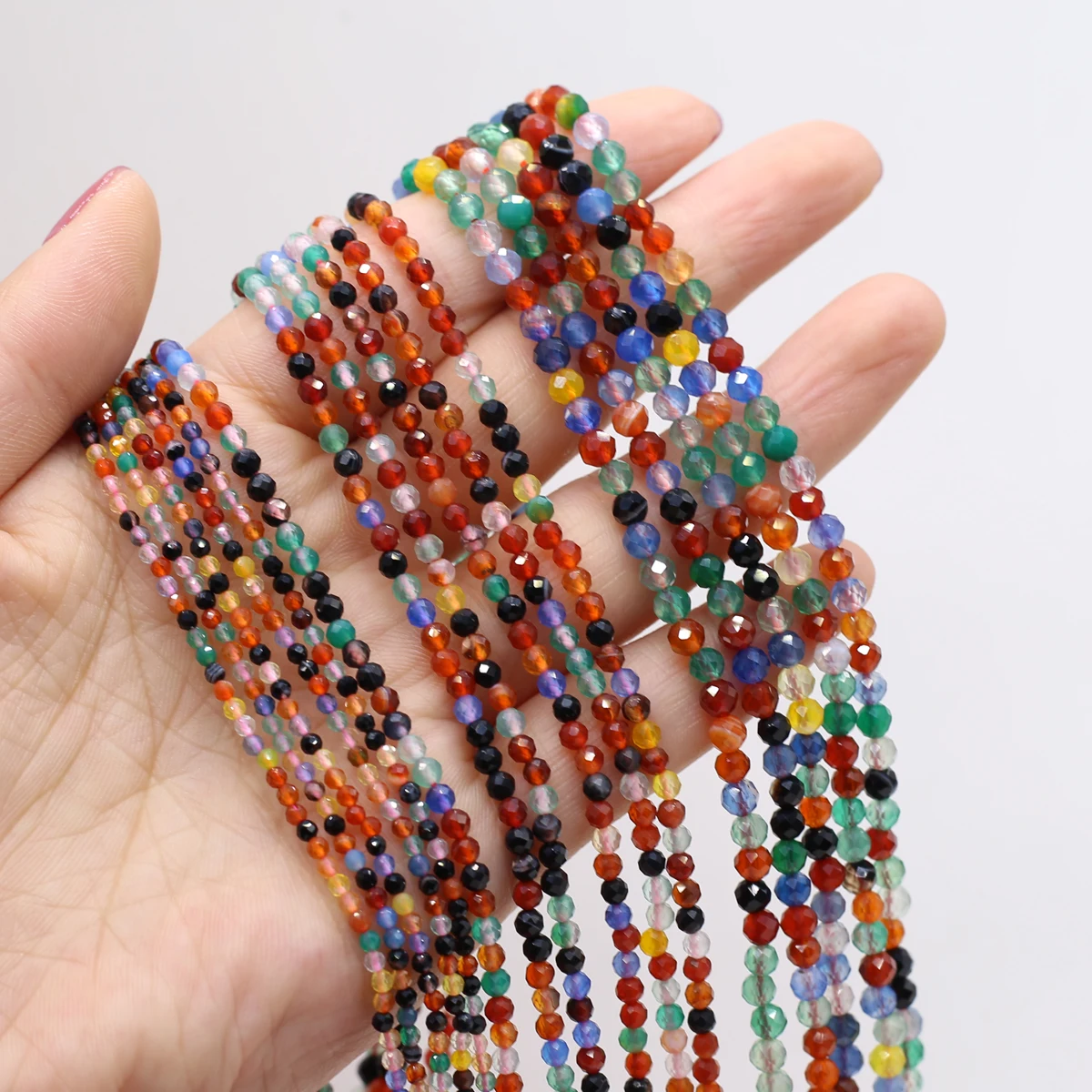 

Colored Agates Beads Natural Stone Faceted Round Loose Spacer Beads for Jewelry Making Diy Bracelet Necklace Accessory 2/3/4mm