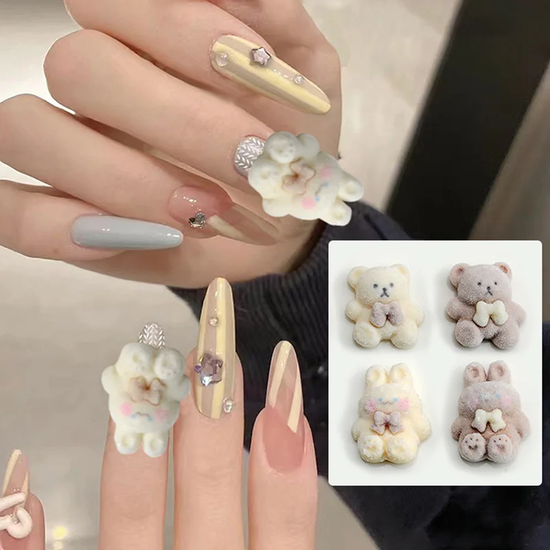 Фото 10 шт., милые французские пушистые ногти №1