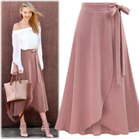 2021 high waist autumn asymmetrical skirt fashion loose skirt women bandage solid pink black split long skirts lady streetwear