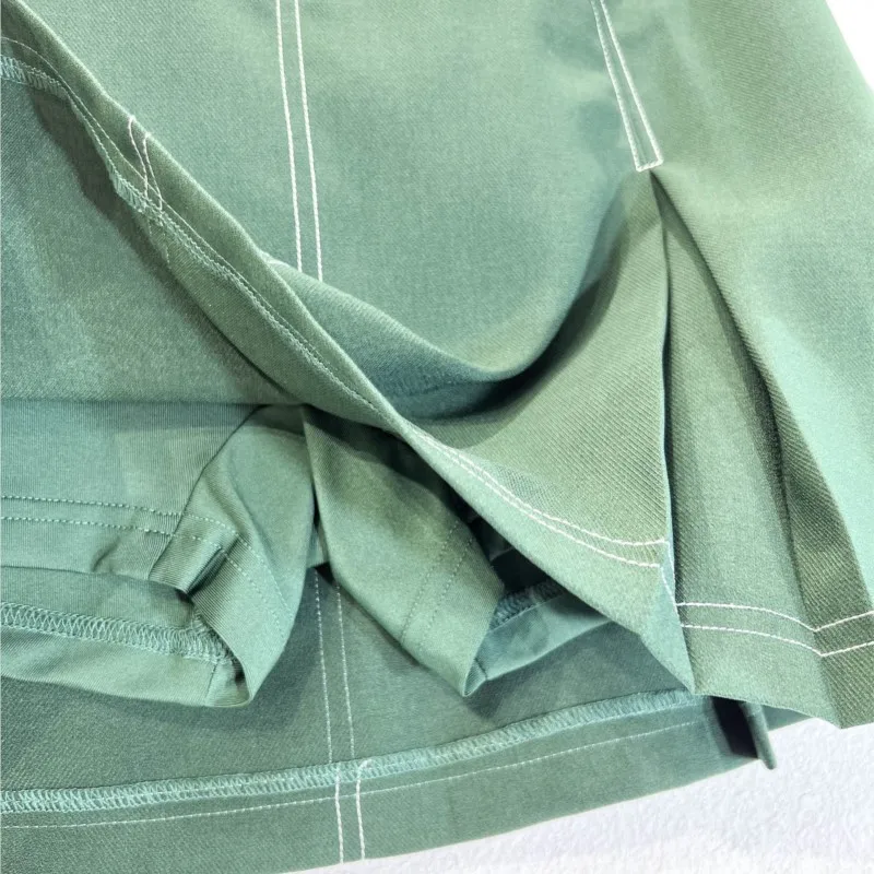 Women's Casual Slim A-line Pleated Ruffle Short Mini Denim Skirts With Shorts