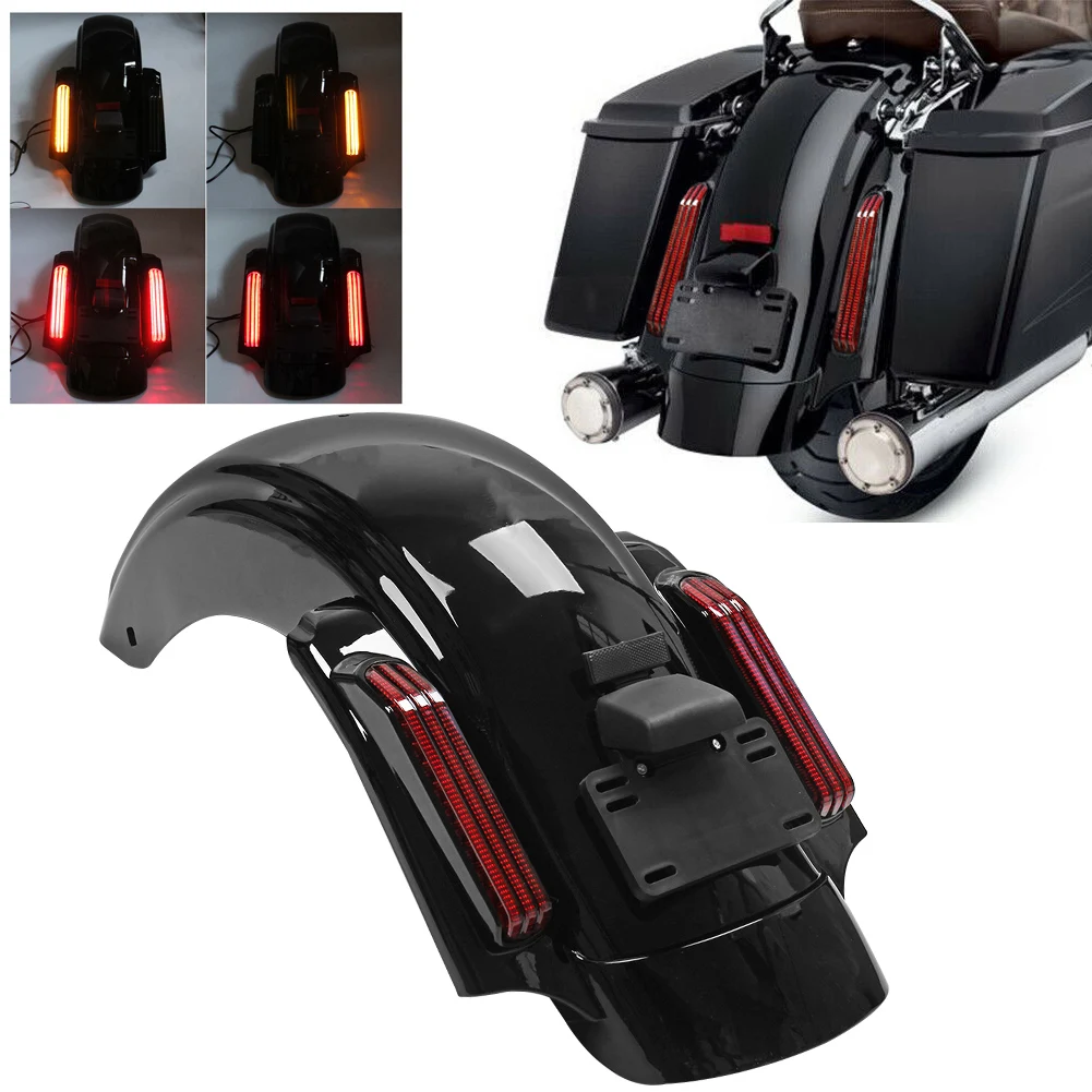

Motorcycle LED Style Rear Fender System Extension Fascia Set For Harley Touring Electra Glide Road Street Glide FLHR 2014-2020