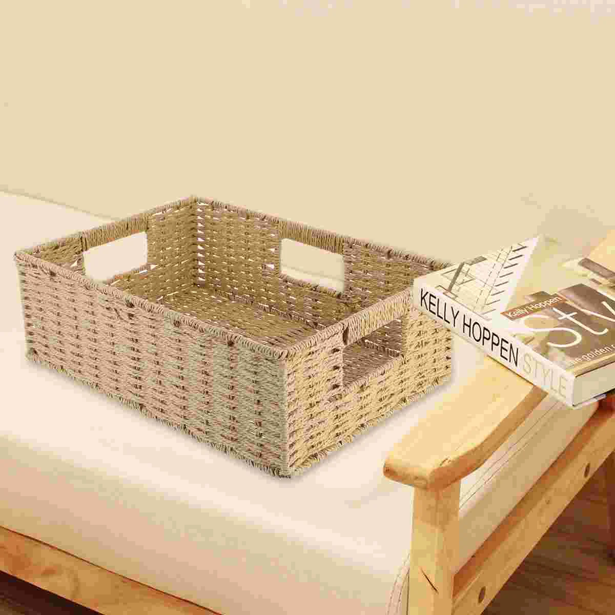 

Storage Basket Wicker Baskets Rattan Woven Sundriesdesktop Bathroom Weaving Bins Bucket Hyacinth Laundry Clothes Cloth Closet