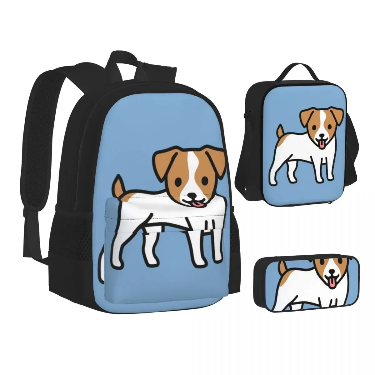 

Jack Russell Backpacks Boys Girls Bookbag Students School Bags Cartoon Kids Rucksack Lunch Bag Pen Bag Three-Piece Set