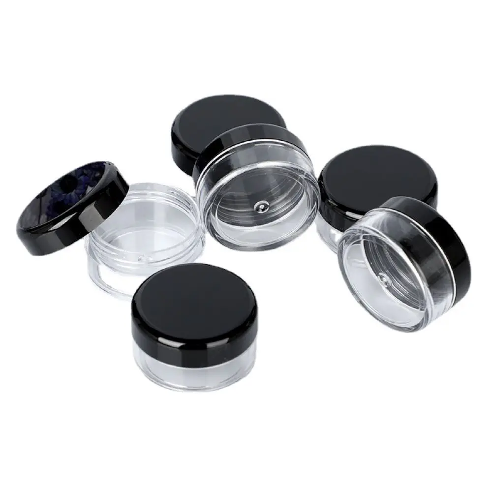 

10g DIY Make Jars Plastic Cosmetic Cream jar Black Cap Empty Nail Art Accessories Tins Packing Container Mini Sample Bottle
