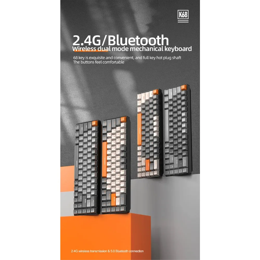 FreeWolf K68 Bluetooth Беспроводная двухрежимная механическая клавиатура Индивидуальная