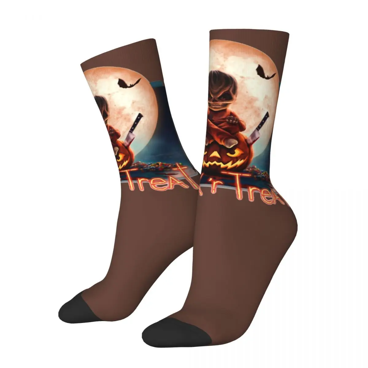 

Funny Happy Men's compression Socks Christmas Harajuku Trick R Treat Sam All Saints' Day Hip Hop Seamless Crew Crazy Sock