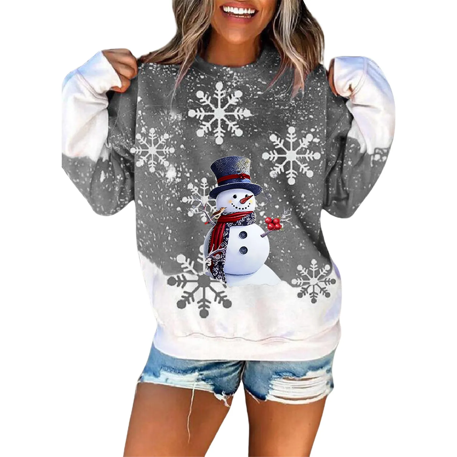 

Женские толстовки с капюшоном Hi Low, модная Рождественская блузка с круглым вырезом и длинным рукавом, пуловер, свитшот, топы, комплект из двух предметов на лето