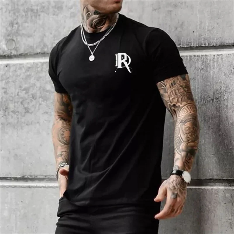 

Vintage Men's T-shirt Black Short-sleeved Letter Print Tees Tops Summer Oversized Loose Men Clothing 2d King Pattern Streetwear