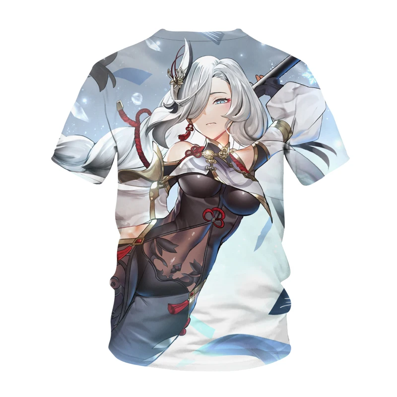 

Genshin New Impact T-Shirts ShenHe Sexy Girls Anime Game 3D Print Streetwear Men Women Oversized T Shirt Tees Tops Kids Clothing