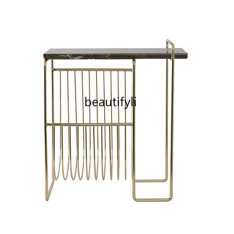 

zq Marble Multifunctional Side Table Coffee Table Bedside Table Magazine Rack Nordic
