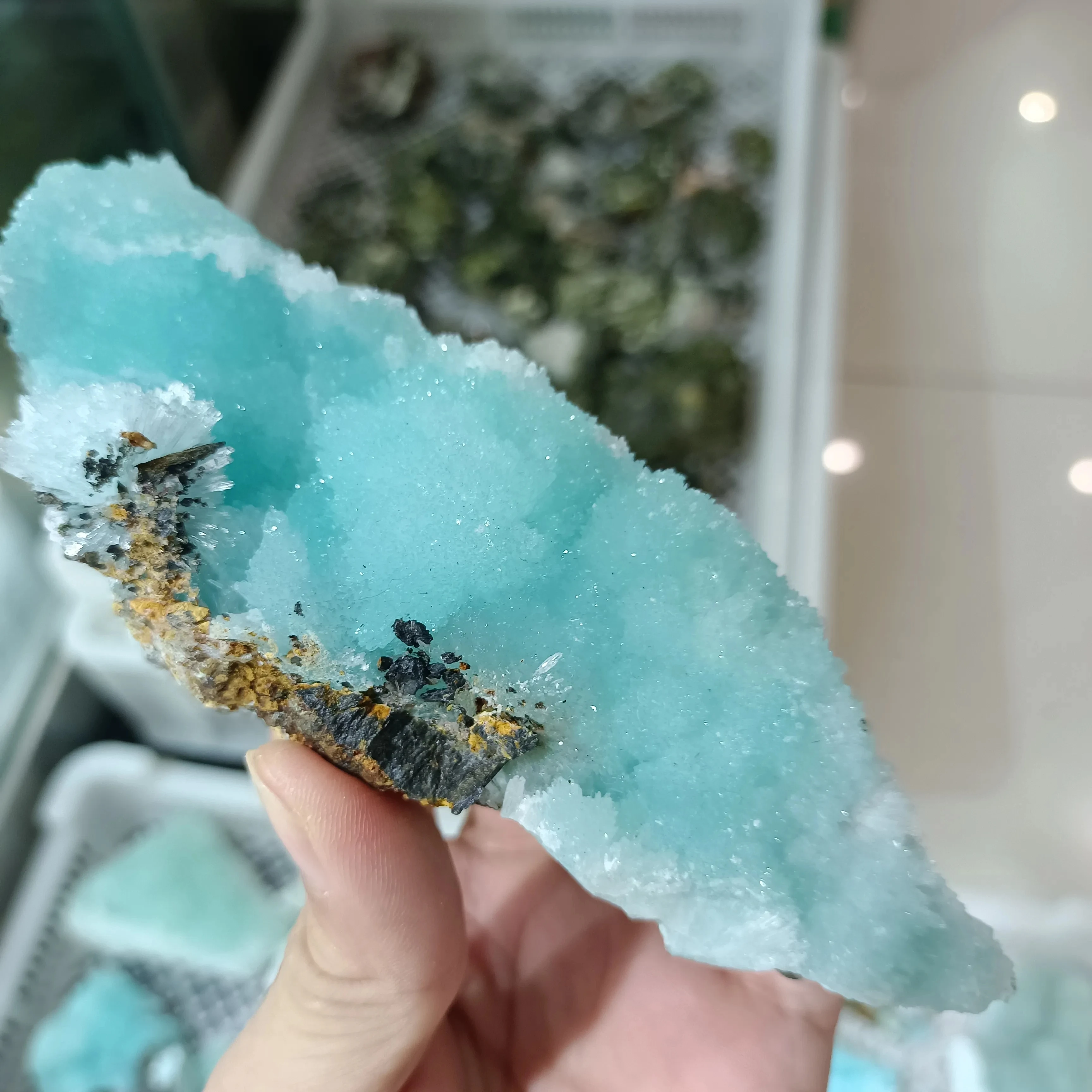 Удивительный красивый натуральный синий арагонит Кристалл Кластер