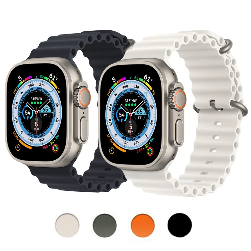 

Ocean Strap for Apple watch Ultra band 49mm 44mm 40mm 45mm 41mm 42mm 38mm silicone bracelet iWatch series 8 7 6 5 4 3 SE strap