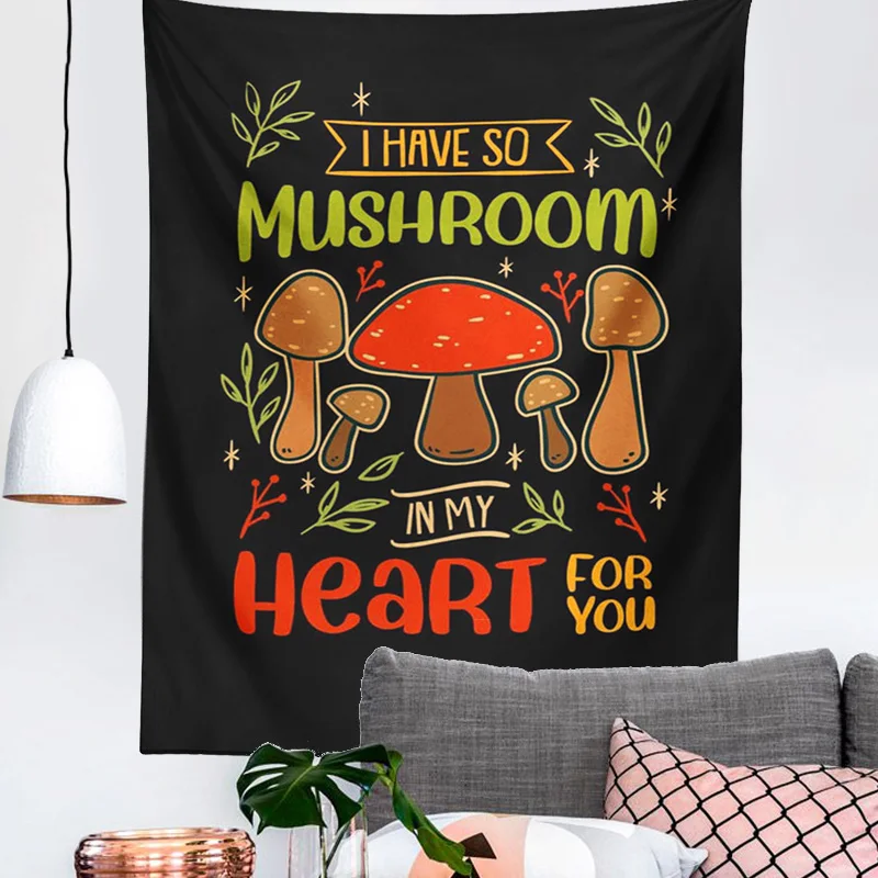 

Mushroom Tapestry black Hippie Boho Vertical Tapestry Aesthetic tapestries Wall Hanging Hippie Retro Bedroom Room Decor Art