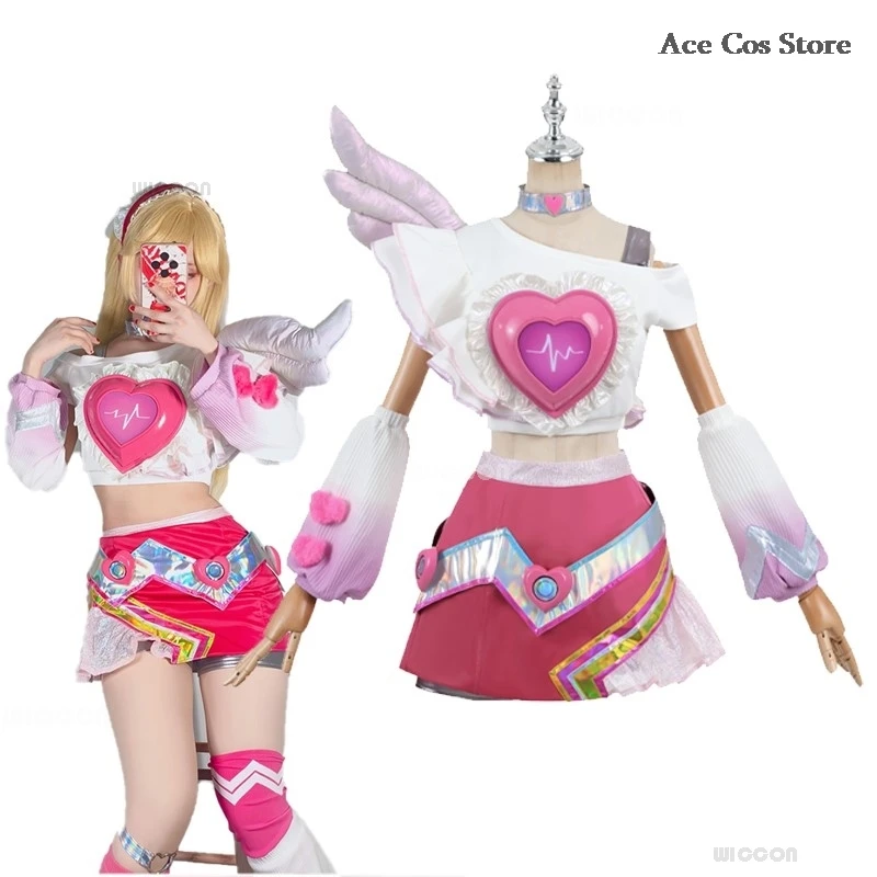 Костюм для косплея LOL Lovestruck Lux парик юбка Skin милый розовый костюм на Хэллоуин