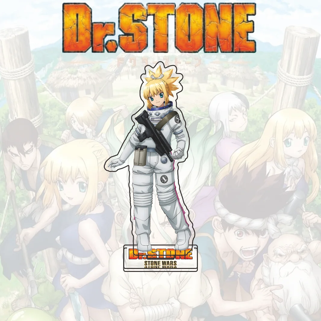 Фото Акриловая подставка Dr.STONE: Сенку Ген, Кохаку, Укийо в костюме астронавта, 15 см, настольный декор, аниме-подарок на день рождения для фанатов манги, брелок №2