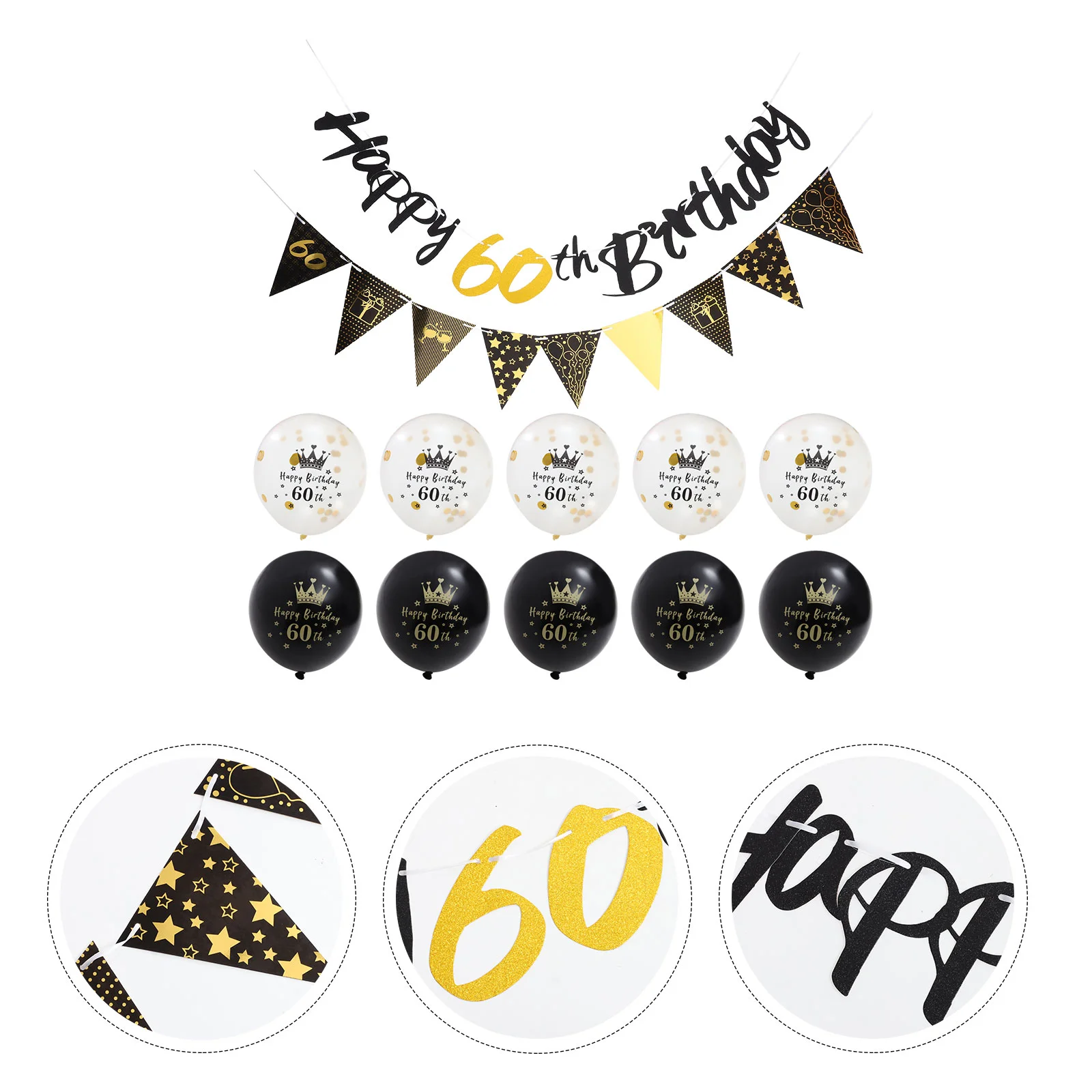 

Latex Balloons Birthday Decorations Party Banner Delicate 60 Years 50 Decorative Ornaments