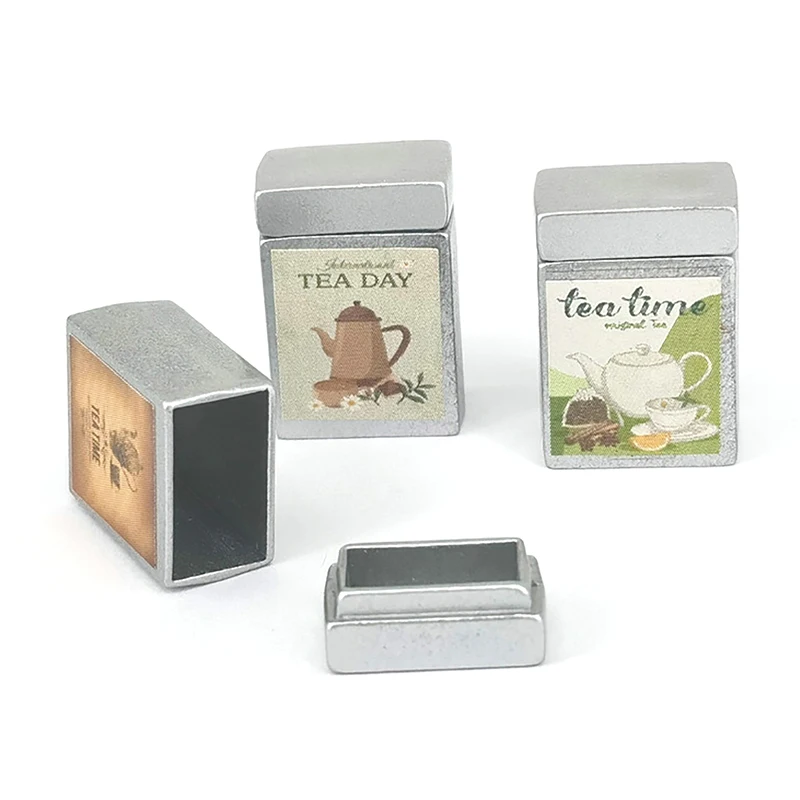 

1/12 Dollhouse Simulation Tea Box Storage Box Dollhouse Miniature Kitchen Decoration Dolls House Accessories For Kid Toys