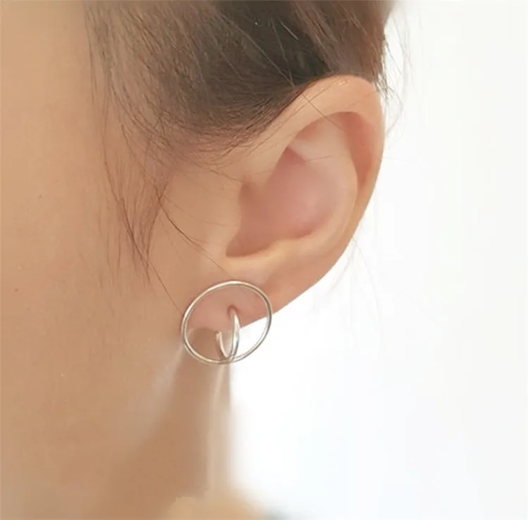 3D трехмерные серьги-гвоздики дизайн из стерлингового серебра 925 пробы