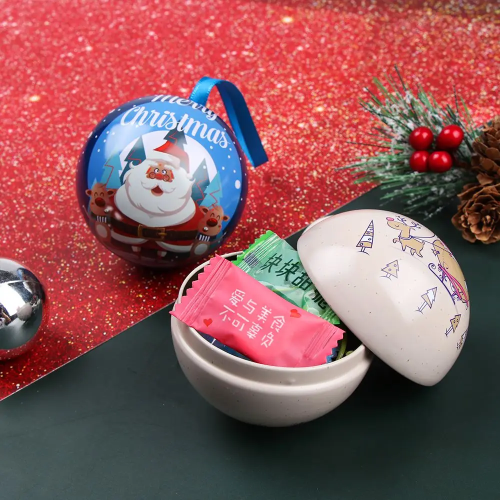 

2023 New Creative Christmas Round Tin Iron Candy Can Gift Box Not Easy to Deform Christmas Tree Decoration New Year Decoration