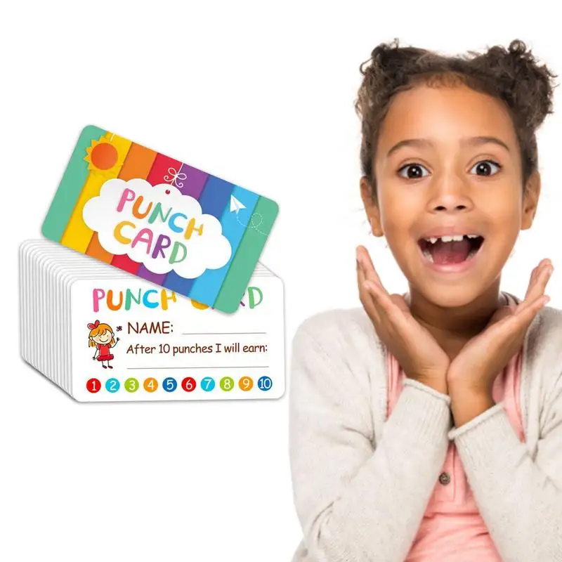 

50pcs Punch Cards Incentive Loyalty Reward Card Student Awards Cards For Business Classroom Kids Behavior Students Teachers