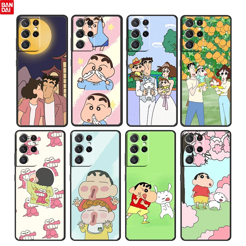 

Japanese Shinchan Crayon For Samsung Galaxy S22 S21 S20 Ultra Plus Pro S10 S9 S8 S7 4G 5G Soft TPU Black Phone Case Funda Capa