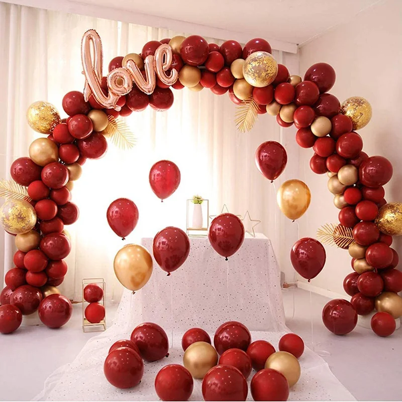 

104PCS Yama Garnet Red Latex Balloon Theme Party Decoration Chain Set Wreath Arched Door Birthday Wedding Boom Ball Layout Props