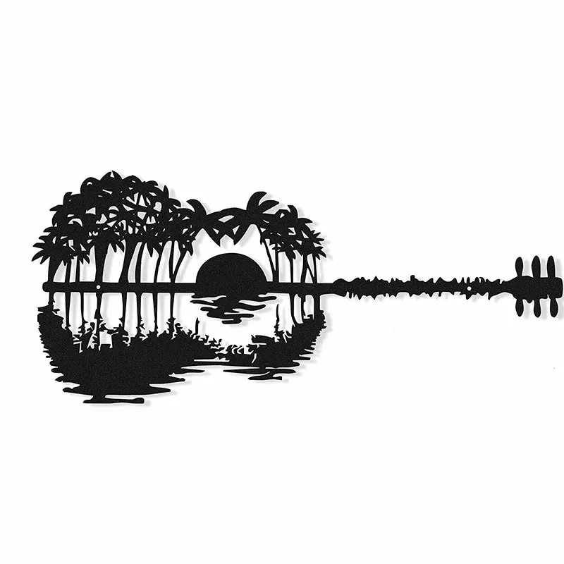 

Metal Guitar Wall Art Decor Rustic Metal Guitar Art Black Guitar Metal Wall Art Home Living Room Interior Decoration