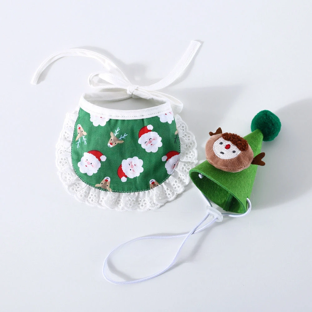 Домашнее животное кошка собака мультфильм Санта-Клаус Лось красная зеленая