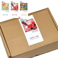 50pcs ins colorful flower art sealing sticker rectangular thank you gift express box decorative sticker label packaging supplies