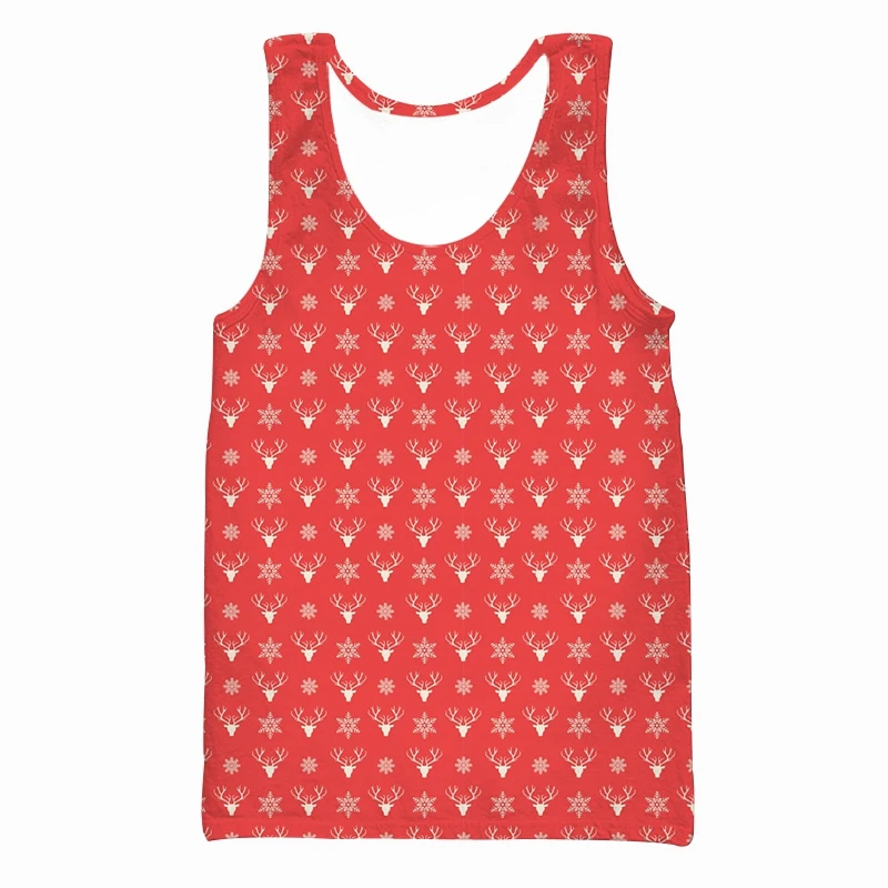 

2022 Men 3D Vest Oversized Female Streetwear New Year Merry Christmas Short Sleeve Sport Pullover Summer Tank Tops Tees