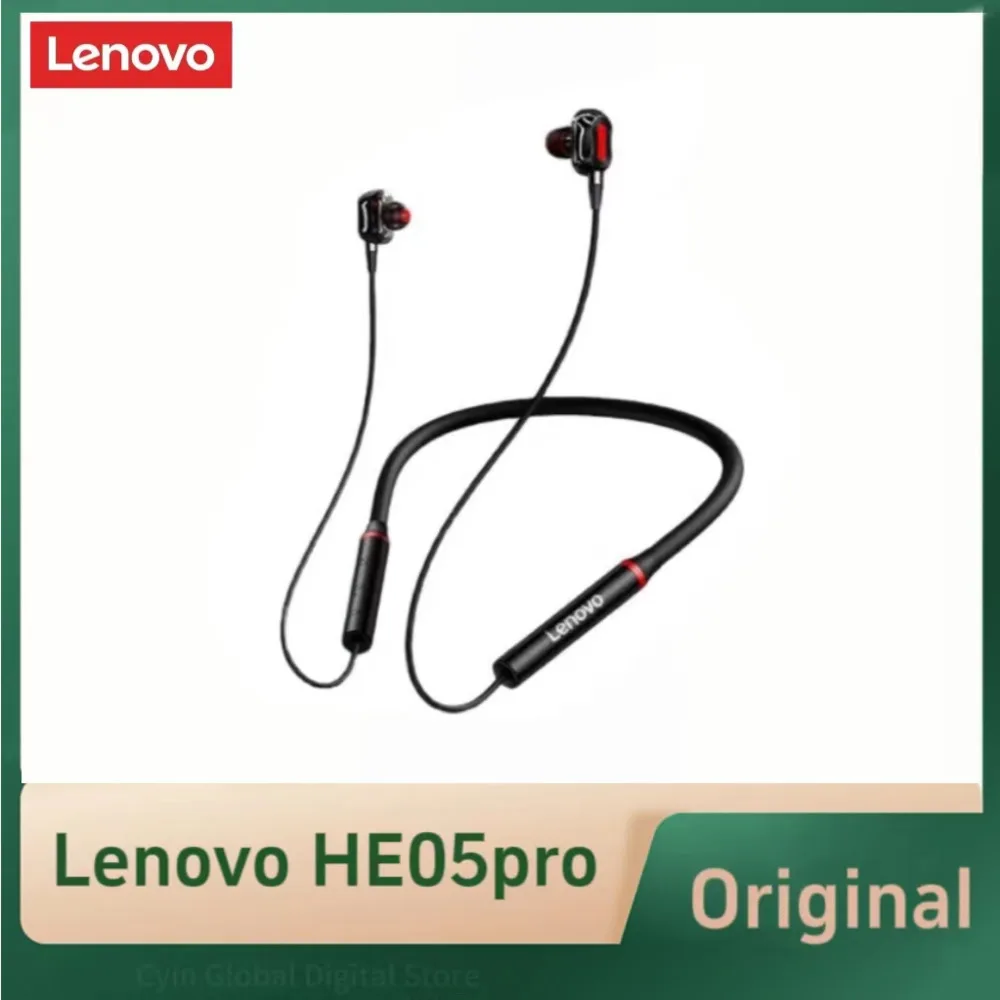 

Lenovo HE05 Pro TWS Wireless Earphones Bluetooth 5.0 Sports Noise-Cancelling Neckband Headphones Waterproof Microphone Earbuds