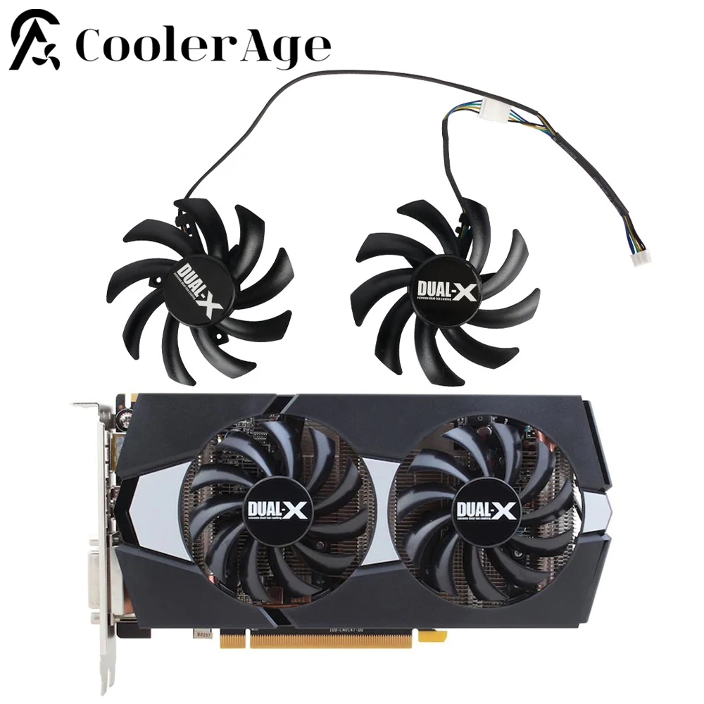 

New 85MM 4Pin Two Ball Bearing Cooling Fan Replace For Sapphire R9 270/280/280X/285/HD7850/7870/7950/7970 Video Card Cooler DIY