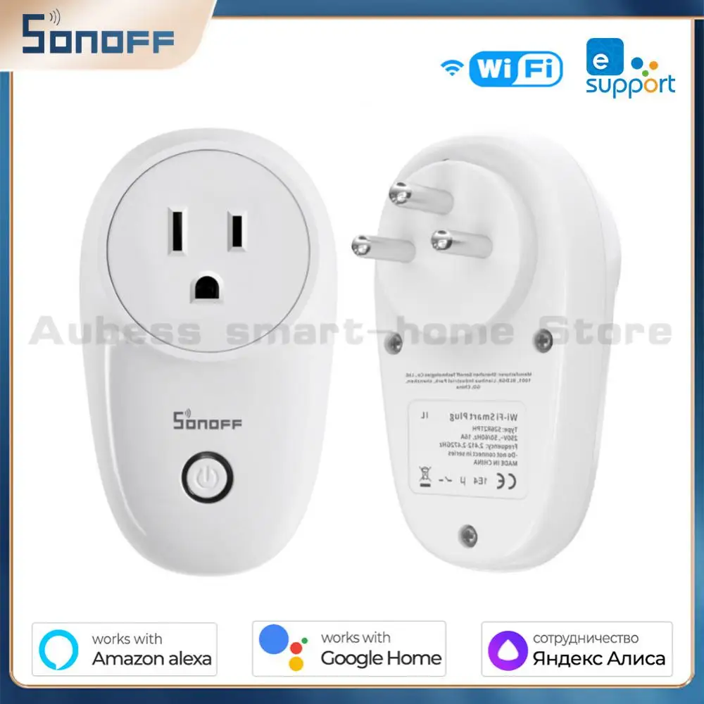 

Sonoff S26 Wifi Smart Socket Schakelaa Plug App/Vocie Afstandsbediening Stopcontact Timing Werkt Met EWELink Alexa Google Home