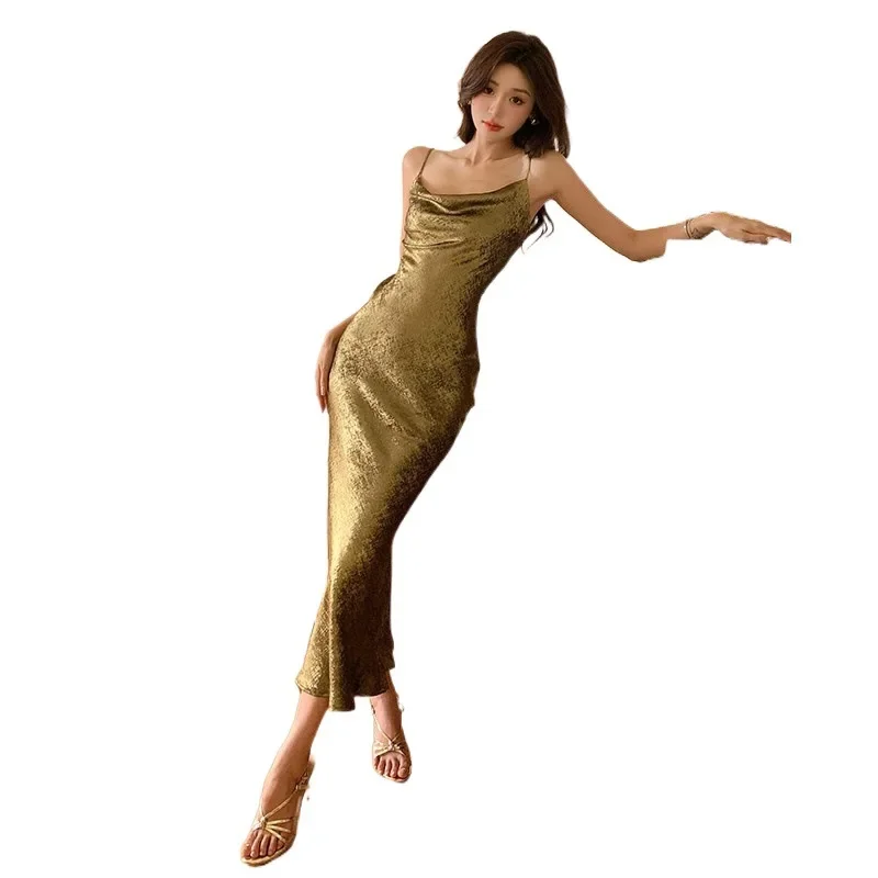 Платье-танк с открытой спиной во французском стиле юбка рыбьего хвоста женская