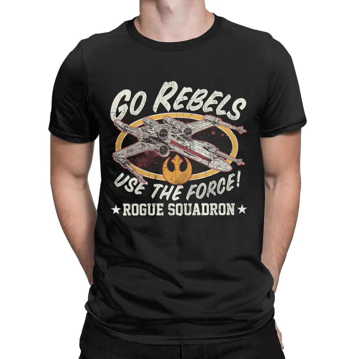 

Disney Star Wars Rogue Squadron T-Shirts for Men Vintage Pure Cotton Tee Shirt O Neck Short Sleeve T Shirt Plus Size Tops