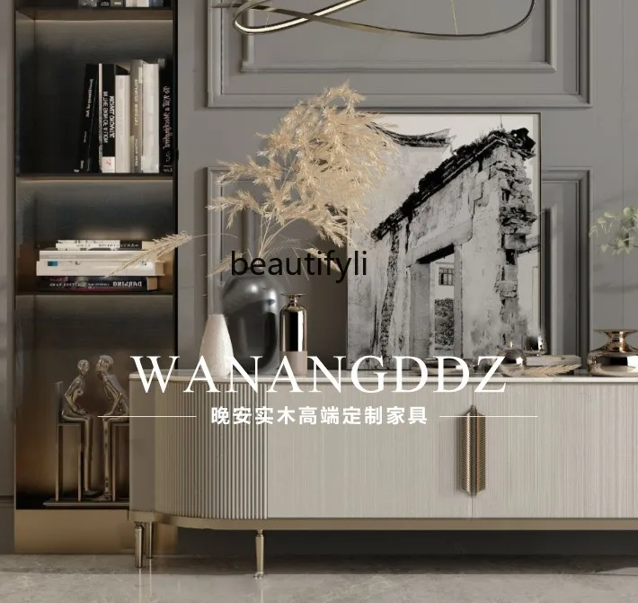 CXH шкаф для телевизора из массива дерева постмодерн джаз белый мрамор небольшой