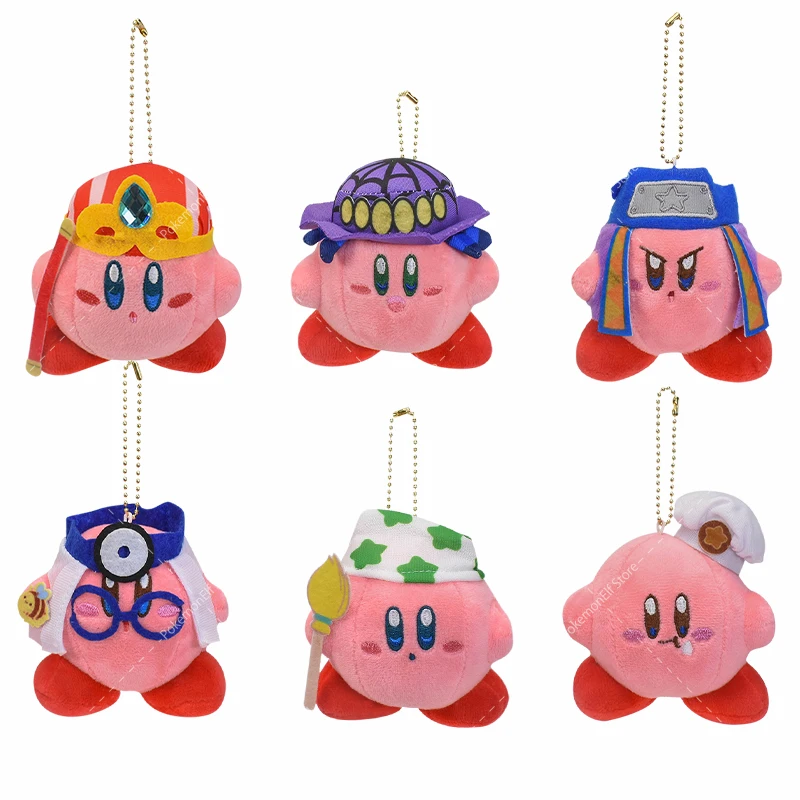 

6pcs/set Anime Kawaii Kirby Plushie Pendant Kirby Cosplay Swordsman Knight Narutos Chef Doctor Strawberry Soft Plush Toys Gift