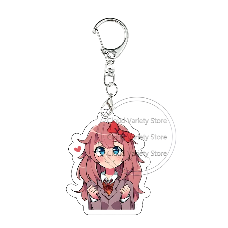 Фото Акриловый брелок Doki Doki Literature Club: подвеска для сумки с персонажами аниме-игры, коллекционная фигурка, аксессуар для косплея №5