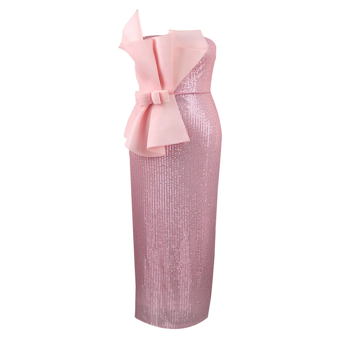 Plus Size Sequin Dress Lady Bow Club Evening Party Cloth Casual Luxury Long Robe 2023 Summer Elegant And Pretty Women's Dress