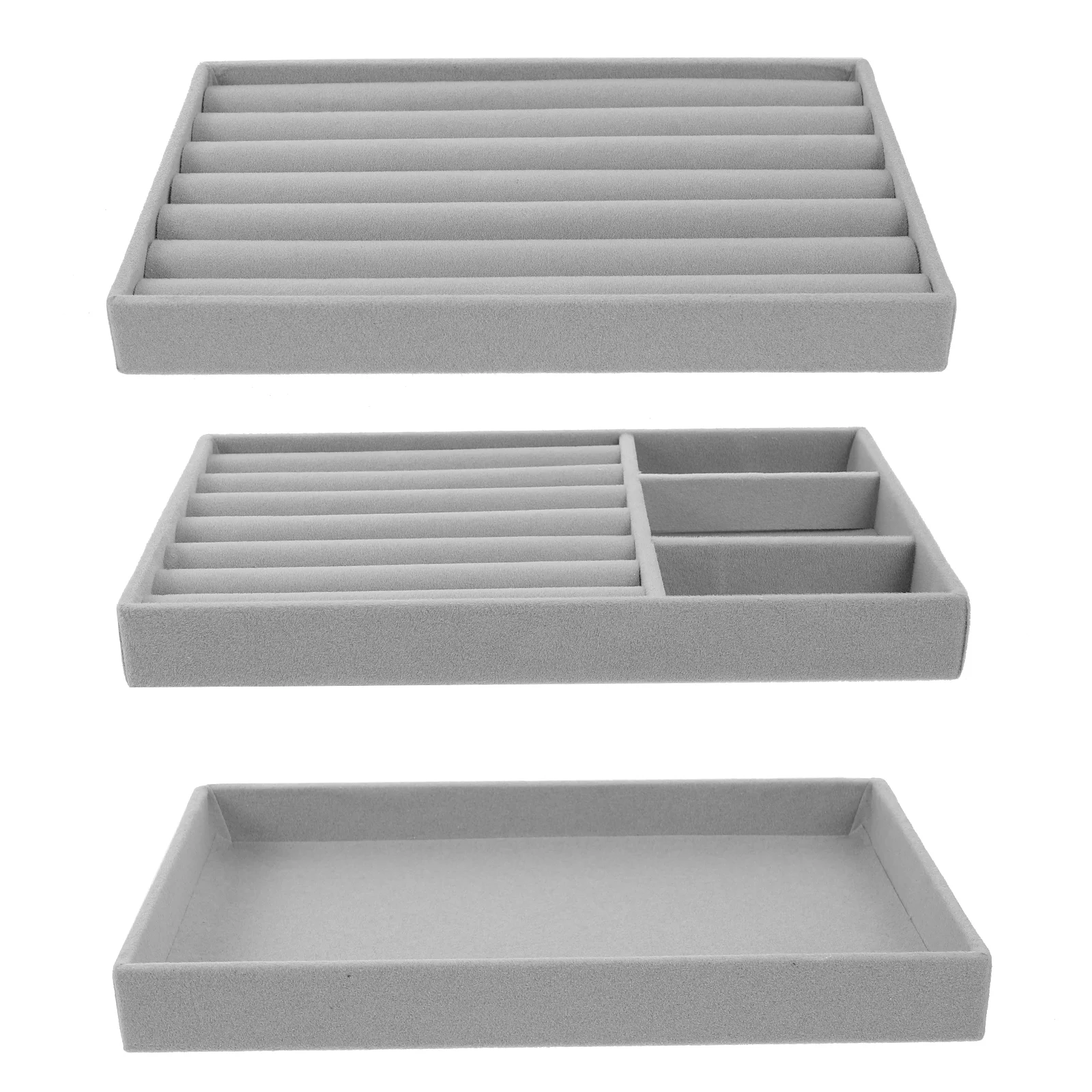 

3 Pcs Jewelry Tray Display Organizer Bangle Ear-studs Trays Necklace Holder Pallet Ring Earring Drawer Sponge Rings Stackable
