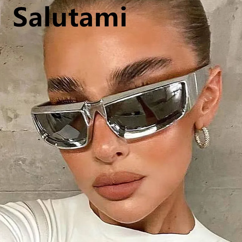

Y2K Vintage Arc Silver Mirror Sunglasses For Women New Fashion Brand Men Hip Hop Driving Sun Glasses Ins Hot Female Eyewear