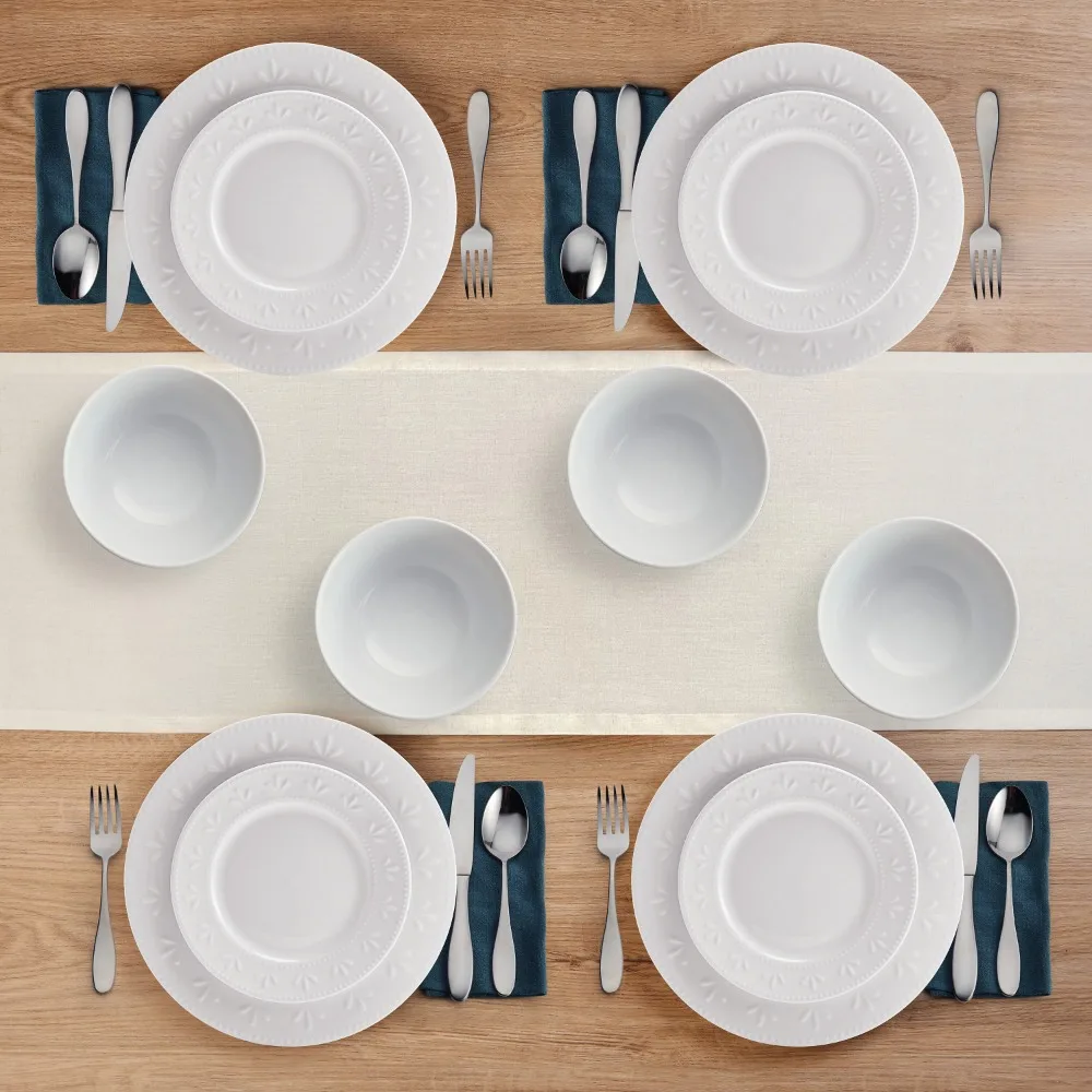 Embossed Porcelain In White