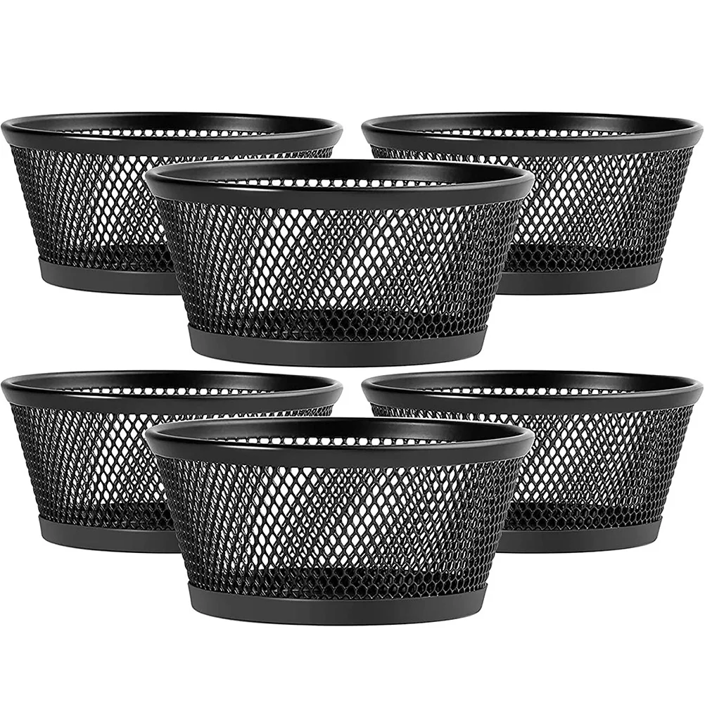 

6 Pcs Office Tray Paper Clip Storage Basket Desktop Mesh Holder Binder Supplies Small Items Iron Sundries Cups