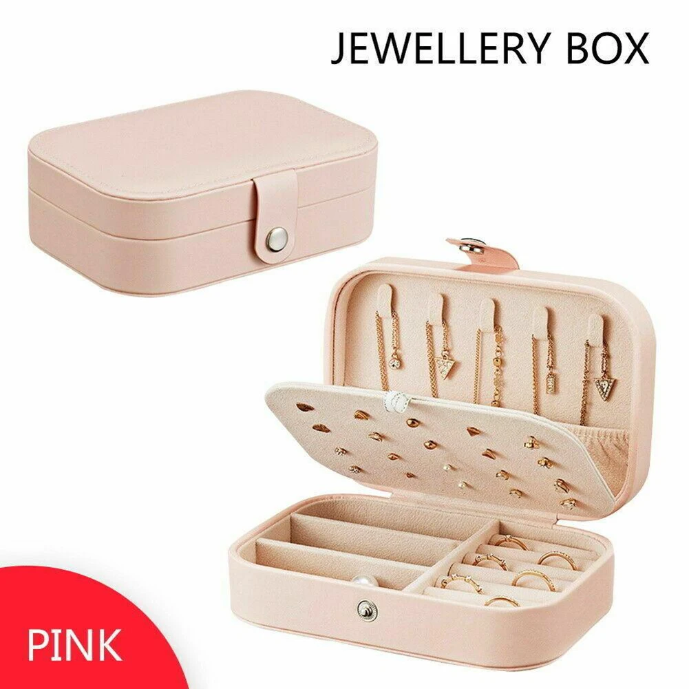 

Portable Jewelry Box Organizer Ring Necklace Earring Holder Storage Box Leather Jewelry Ornaments Case Travel Storage Gifts Box