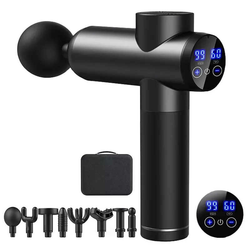 

NEW2023 High Frequency Massage Gun Massager Muscle Relaxation With 8 Heads For Body Fitness Fascia Gun